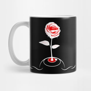 Red White Rose Blooming From Eye / Dark Clothes Mug